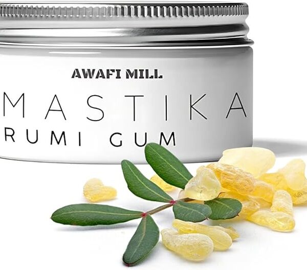 AWAFI MILL Authentic Mastika Rumi Gum | 100% Pure Natural Resin | Aromatic Incense for Relaxation and Spiritual Practices (Bottle of 500 gram / 17.6 Oz)